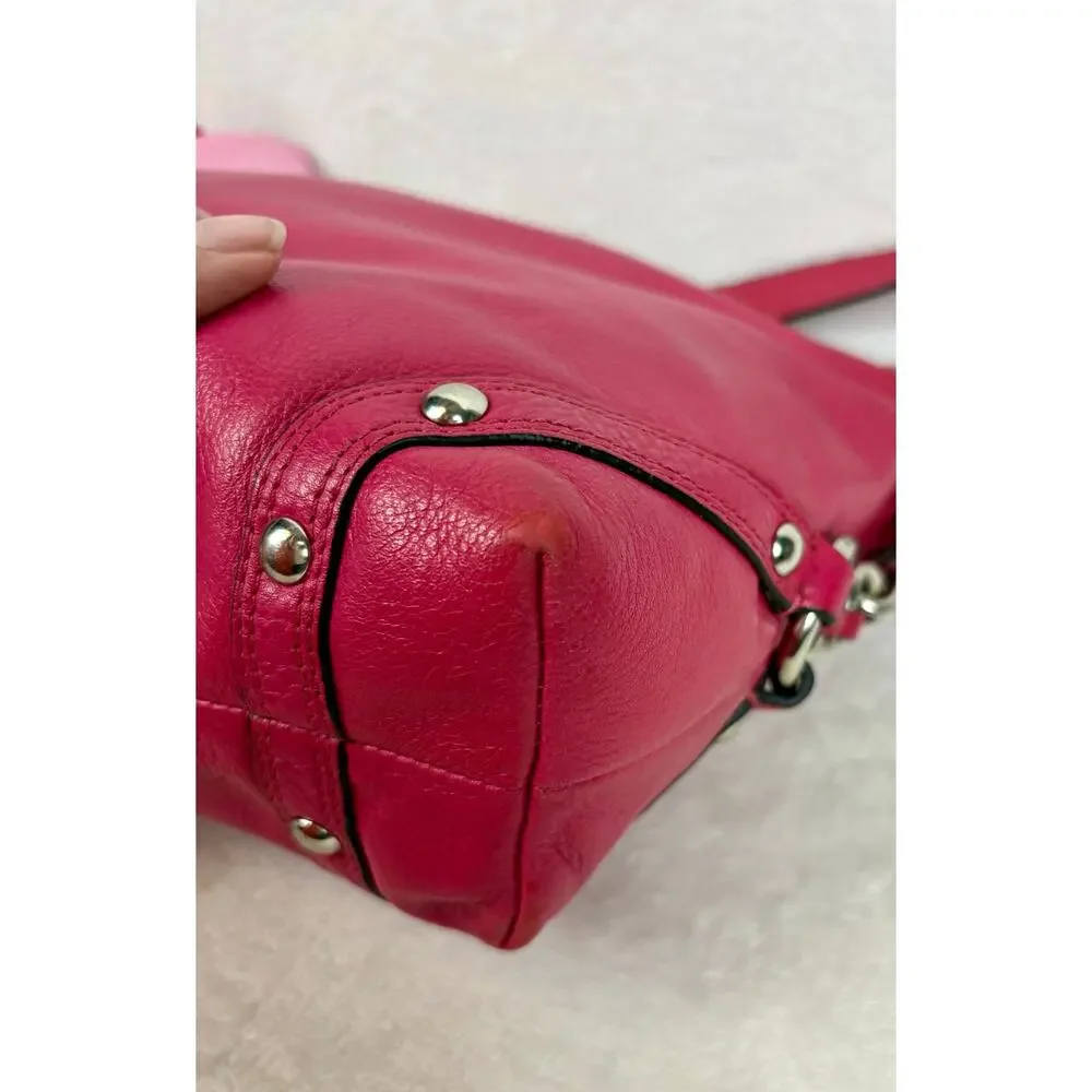 Coach Medium Y2K Carly in Fuchsia/Barbie Pink Pebbled Leather with Scarf